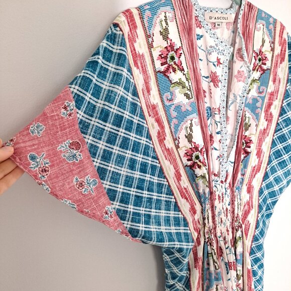 D'ascoli Floral Boho Plaid Short Sleeve Maxi Dress - Picture 5 of 13